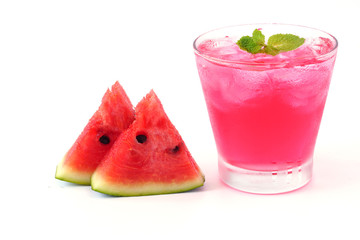 watermelon with slice of watermelon on white background