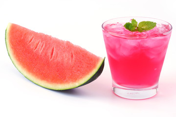 watermelon and slice of watermelon on white background