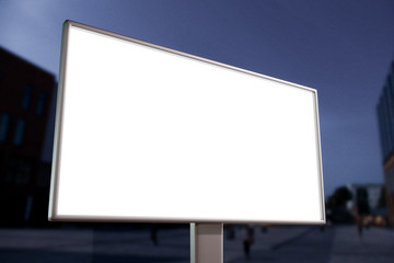 3D rendering of blank billboard (empty advertisement) with clouds. Empty mockup template