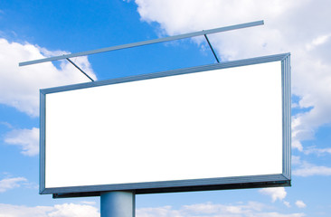 Obraz premium Blank billboard (empty advertisement) with clouds. Empty mockup template