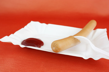 sausage on fork