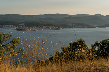 Korcula town on summer sunset, Korcula island, Dalmatia, Croatia