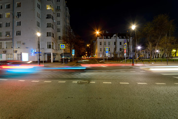 long exposure night city, Russia, Moscow