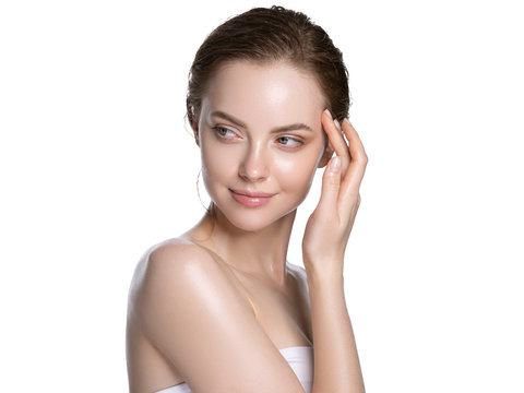 Beauty skin care woman natural makeup female model closeup 