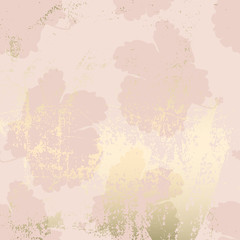 Chic blush pink gold trendy marble grunge texture with floral ornament