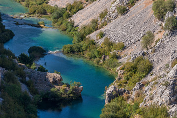 Fototapeta na wymiar Zrmanja canyon, River zrmanja in Zadar county, Dalmatia, Croatia