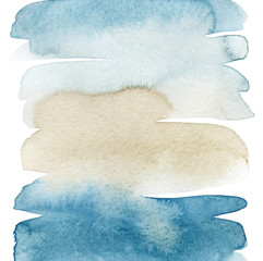Watercolor spots blue sea. Raster artwork of watercolor spots.