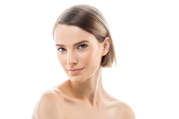 Clean skin woman natural makeup beauty healthyskin isolated on white