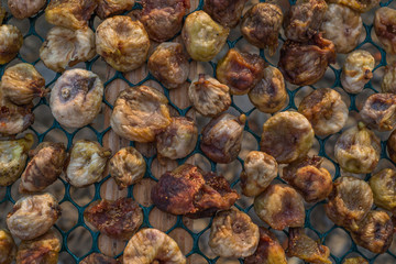 Dried figs background. Photo of dry, natural figs.