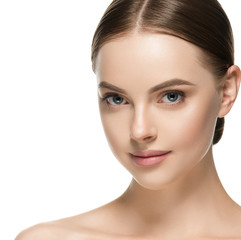 Obraz premium Beauty face healthy skin woman isolated on white