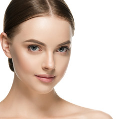 Fototapeta premium Beauty face healthy skin woman isolated on white