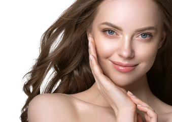 Beauty face healthy skin woman isolated on white