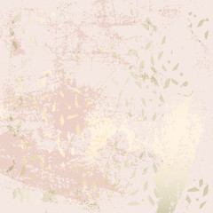 Chic blush pink gold trendy marble grunge texture with floral ornament