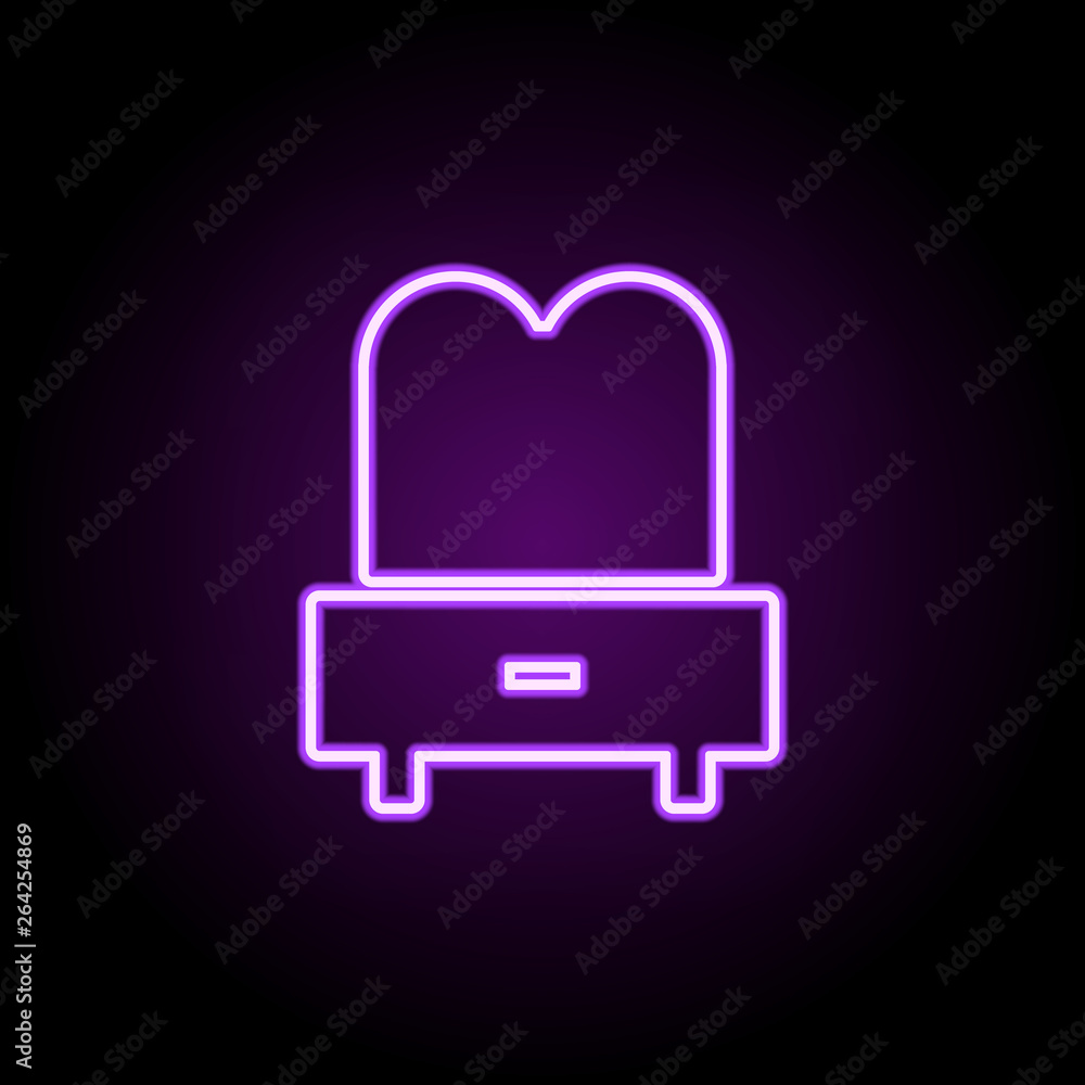 Poster mirror with mirror neon icon. elements of furniture set. simple icon for websites, web design, mobil