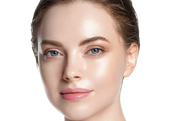 Beauty skin care woman natural makeup female model closeup 