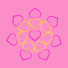 heart shapes in different colors for Valentines Day background.