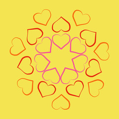 heart shapes in different colors for Valentines Day background.