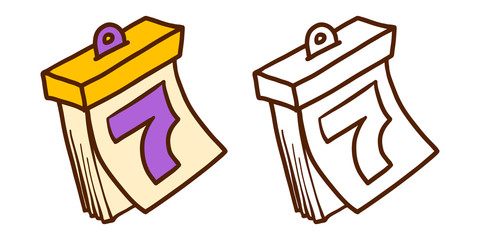 Doodle Calendar icon set. Hand drawn Cartoon set of calendar icons for your web design isolated on white background