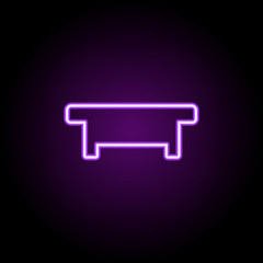 Coffee table neon icon. Elements of Furniture set. Simple icon for websites, web design, mobile app, info graphics