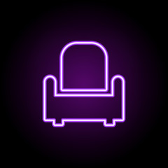 armchair neon icon. Elements of Furniture set. Simple icon for websites, web design, mobile app, info graphics