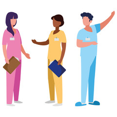 Obraz premium interracial group medicine workers with uniform characters