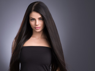 Beautiful hair woman long brunette smooth 