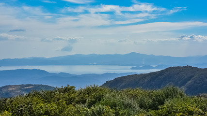      Costa Rica, panorama of the Nicoya bay, view from the Monteverde mountains 