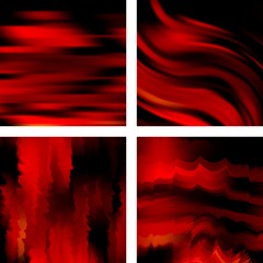 Set with red abstract blurred backgrounds. Vector illustration. Modern geometrical backdrop. Abstract template.