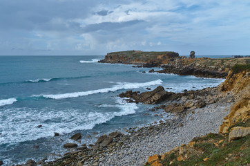 Coastal cliffs scene in Peniche. Portugal