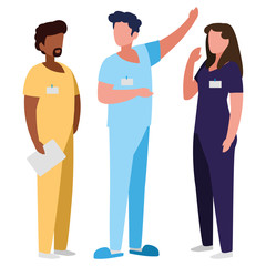 Obraz premium interracial group medicine workers with uniform characters