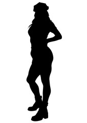 Beauty woman in police uniform on white background