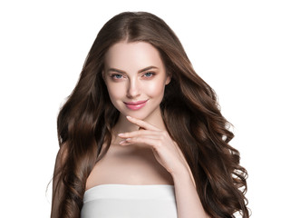 Beautiful brunette hair woman long healthy hairstyle model