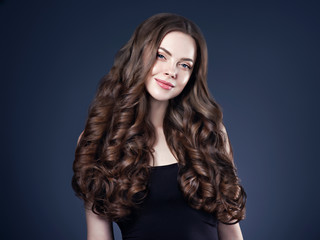 Beautiful brunette hair woman long healthy hairstyle model