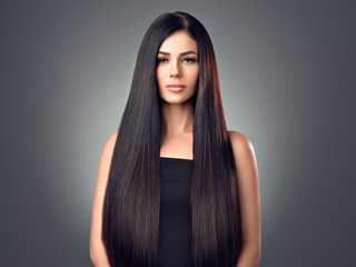 Beautiful hair woman with long brunette hairstyle