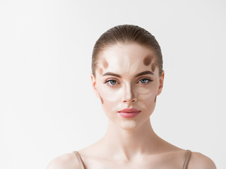 makeup face lines tone woman