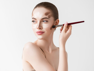 makeup face lines tone woman