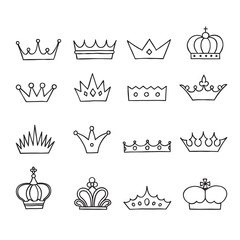 Graphic Set of Doodle Hand Drawn Crowns - 264261806