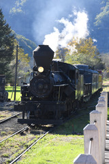 Fototapeta na wymiar Steam Train coming into station in West Virginia