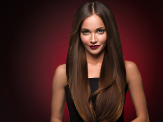 Beautiful hair woman healthy smooth hairstyle female beauty