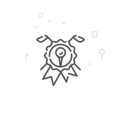 Golf Club Seal Emblem Vector Line Icon, Symbol, Pictogram, Sign. Light Abstract Geometric Background. Editable Stroke