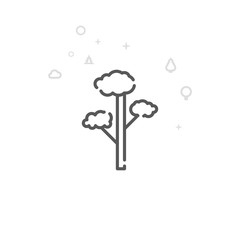 Pine Tree Vector Line Icon, Symbol, Pictogram, Sign. Light Abstract Geometric Background. Editable Stroke