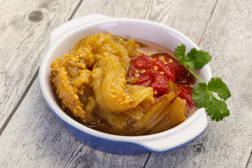 Caucasian cuisine - baked eggplant and tomato
