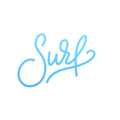 Surf. Modern vibrant colorful Surf vector lettering label.