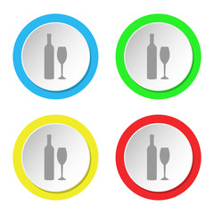Alcohol icon. Set of round color flat icons.