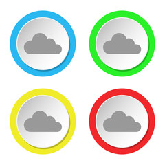Cloud icon. Set of round color flat icons.