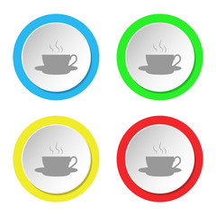 Coffee icon. Set of round color flat icons.
