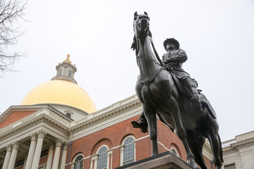 Fototapeta premium General Joseph Hooker Statue, Massachusetts State House, Beacon Hill, Boston, Massachusetts, USA