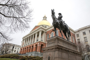 Fototapeta na wymiar General Joseph Hooker Statue, Massachusetts State House, Beacon Hill, Boston, Massachusetts, USA