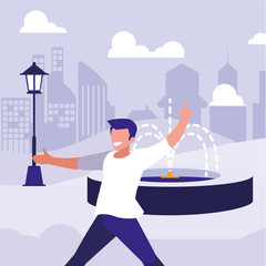 young dancer disco style in the park