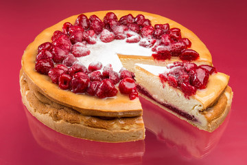 Cake with cherry jam